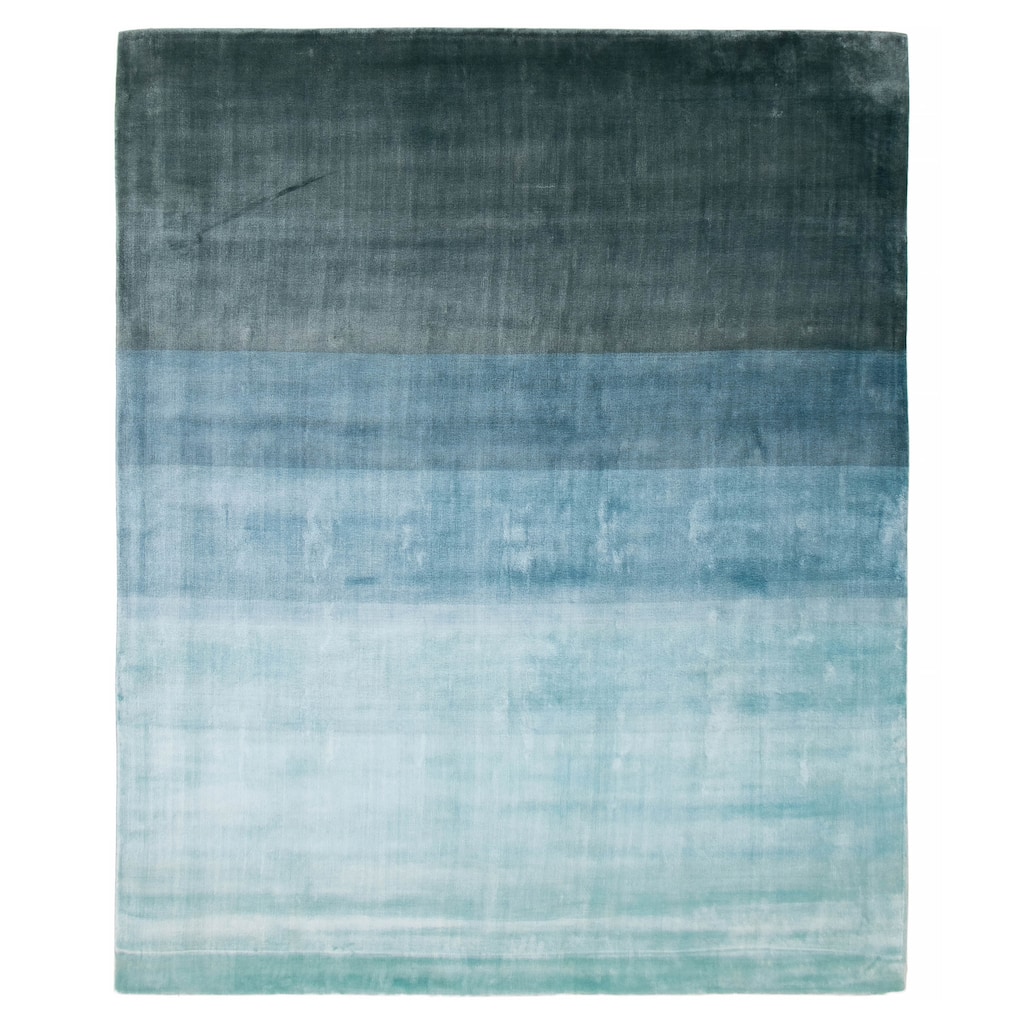 ECARPETGALLERY Hand Loomed Shimmer Turquoise Viscose Rug - 8'1 x 9'6