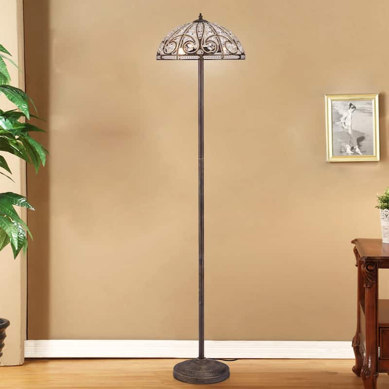 Pronima Aged Bronze Crystal Scroll 64-Inch Floor Lamp