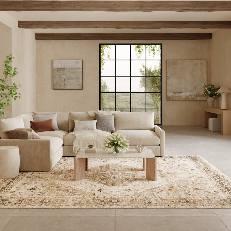 Nourison Pardis Indoor only Blue Persian Area Rug - Ivory/Taupe - 7'10" x 9'10"