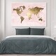 preview thumbnail 11 of 19, Oliver Gal 'Blush Mapamundi' Maps and Flags Framed Wall Art Prints World Maps - Pink, Gold 54 x 36 - White