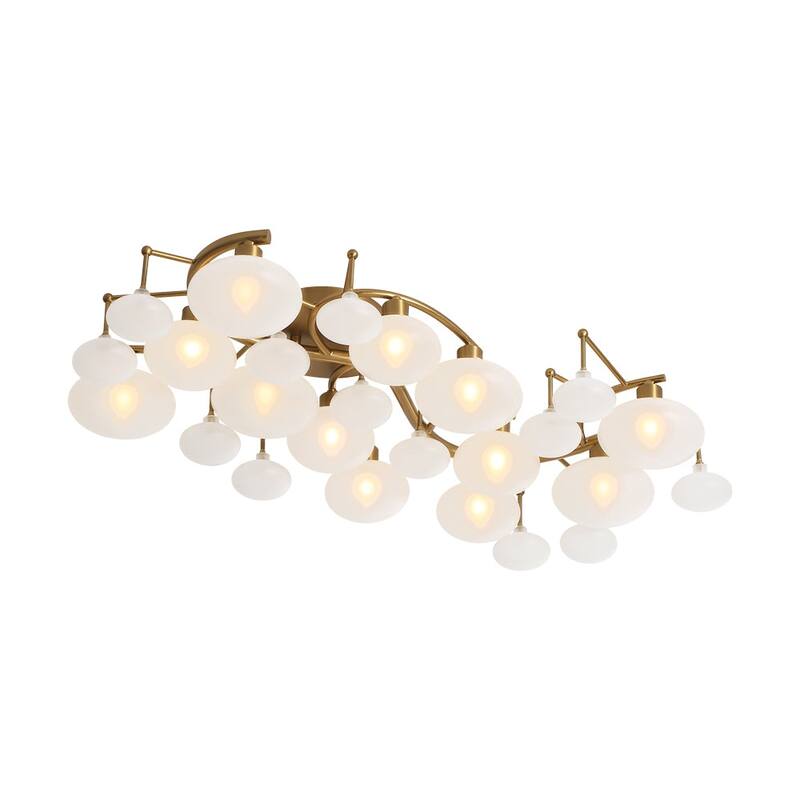 Mid-century Glam 12-Light Oval Frosted Glass Semi Flush Mount - 30.7 in