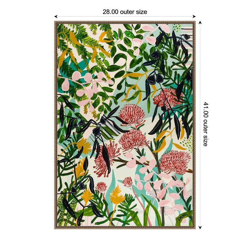 Floral Home by Dani Heyward Framed Canvas Wall Art Print - 28 x 41 in