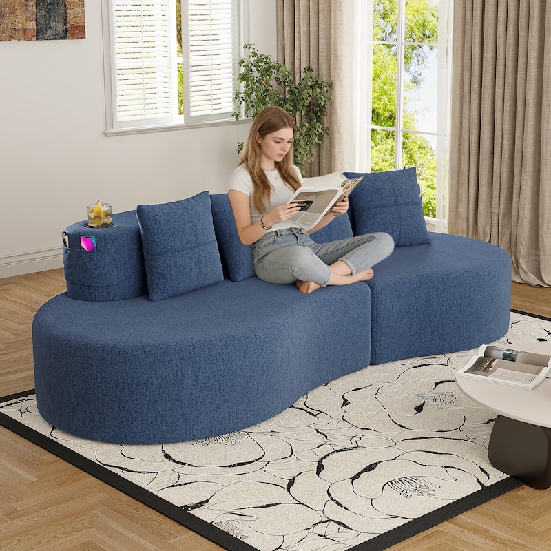 Modern Curved Sectional 3 Seat Minimalist Elegant Half Moon Sofa Compressed Modular Sectional Sofa for Living Room, Office