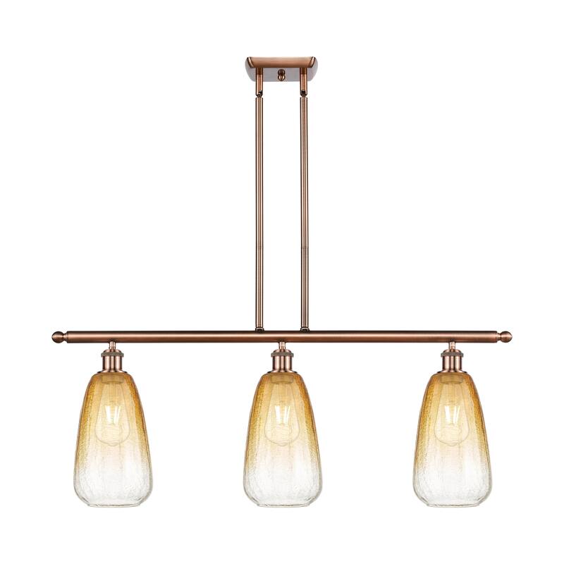 Innovations Lighting Endless Possibilities Ballston - Brookhaven Almond - 3 Light 36" Stem Hung Island Light - Antique Copper/Amber