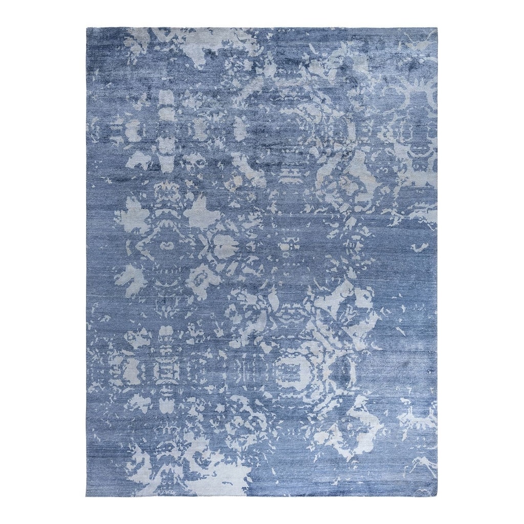 Modern One-of-a-Kind Hand-Knotted Area Rug - Ivory, 9' 2" x 12' 2" - 9' 2" x 12' 2"