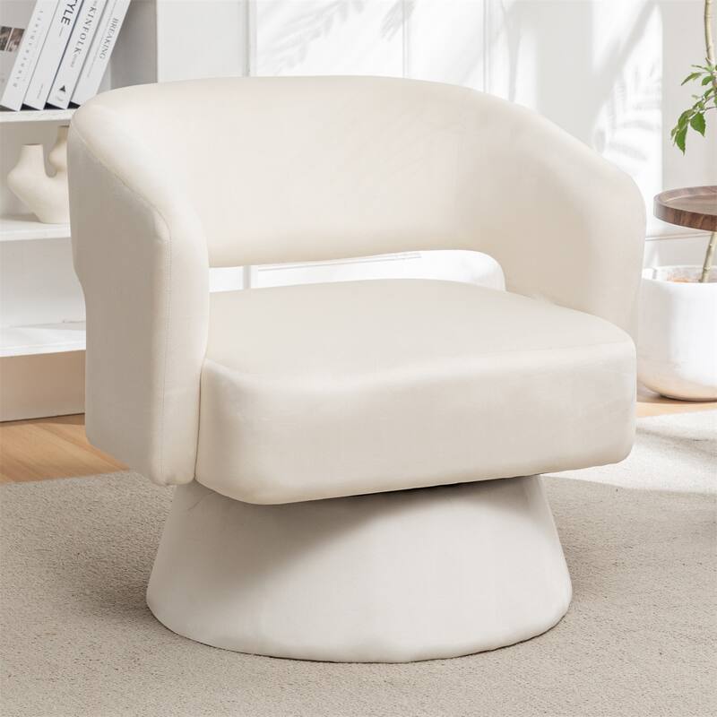 360 Degree Swivel Barrel Velvet Accent Armchair