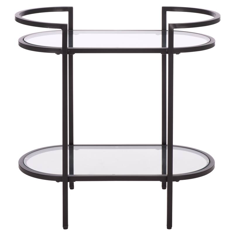 SAFAVIEH Home Inessa 2 Tier Bar Cart - 26"W x 14"D x 26"H - Black/Clear