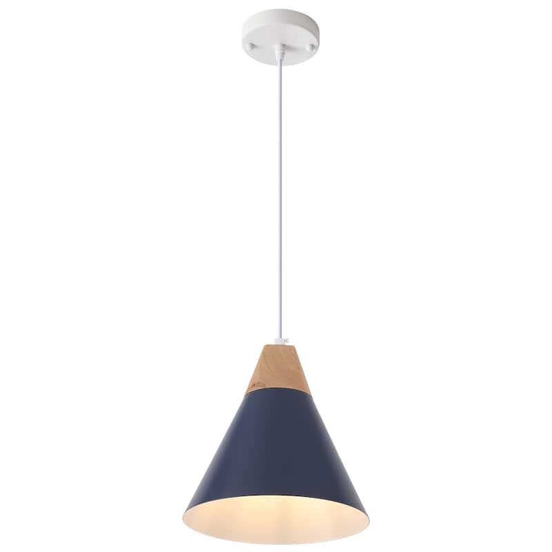 1-Light Industrial Pendant Light with Conical Shade for Kitchen Island - Blue