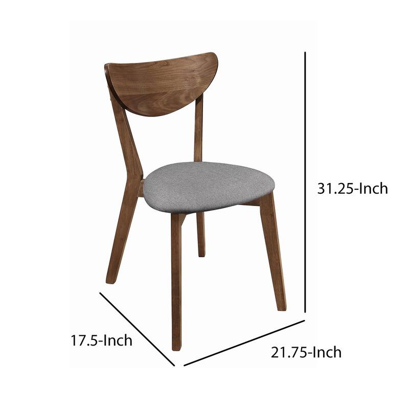 Brown/Gray Fabric Upholstered Wood Frame Dining Chair, Set of 2, Sturdy Dining Chair for Dining Rooms - 20.5