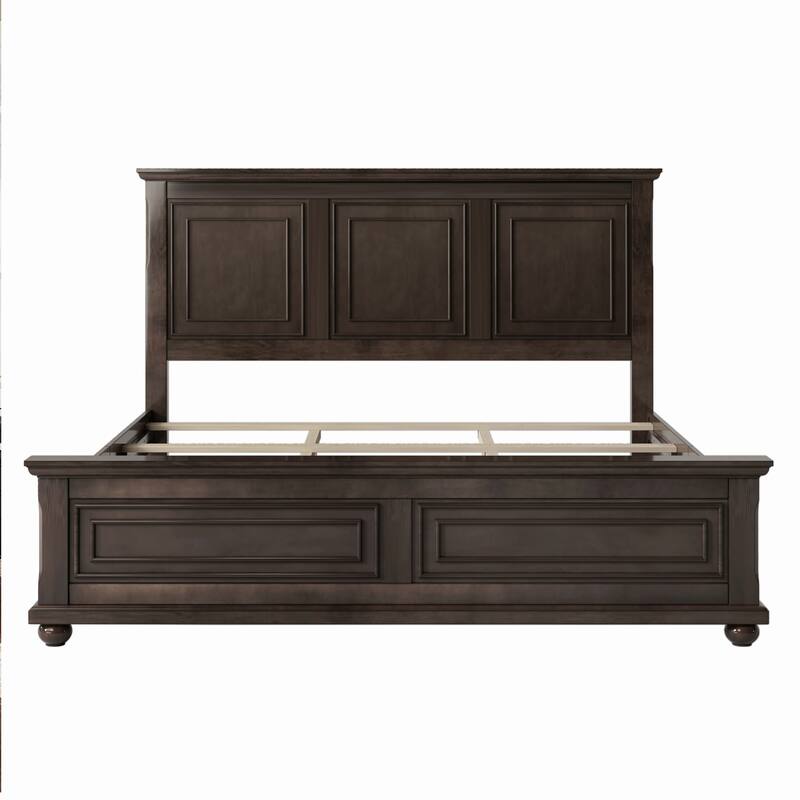 Traditional Style Pinewood Platform Bed with Wooden Slats Support for Bedroom