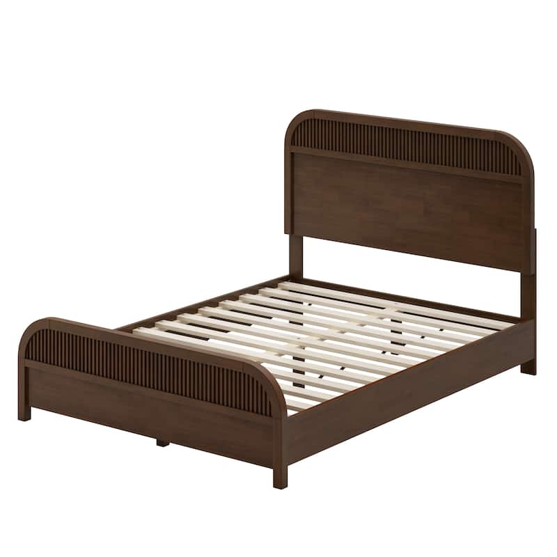 Christopher Knight Home - Modern Wood Platform Bed Frame with Headboard and Wooden Slats Support - No Box Spring Needed