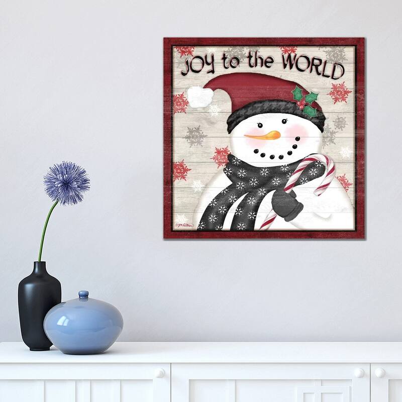 iCanvas "Rustic Snowmen I" by Jen Killeen Canvas Print - 18x18x1.5