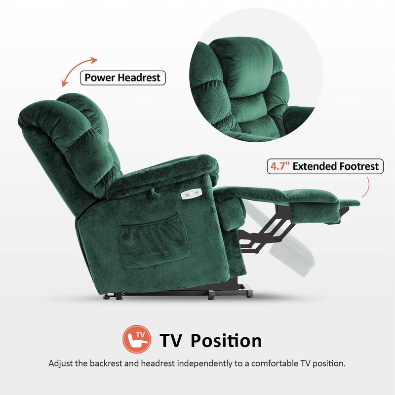 MCombo Infinite Position Dual Motor Lift Chair with Power Headrest for Elderly People, Extended Footrest, Fabric