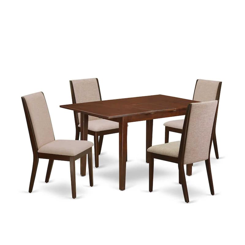 Kitchen Table Set 5 Piece - Dining Room Table with 4 Parsons Chairs - Solid Wood Frame & Butterfly Leaf