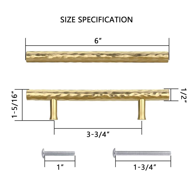 3 Inch Hole Center Copper Kitchen Cabinet Handles 100% Solid Brass Drawer Pulls (5-PACK)