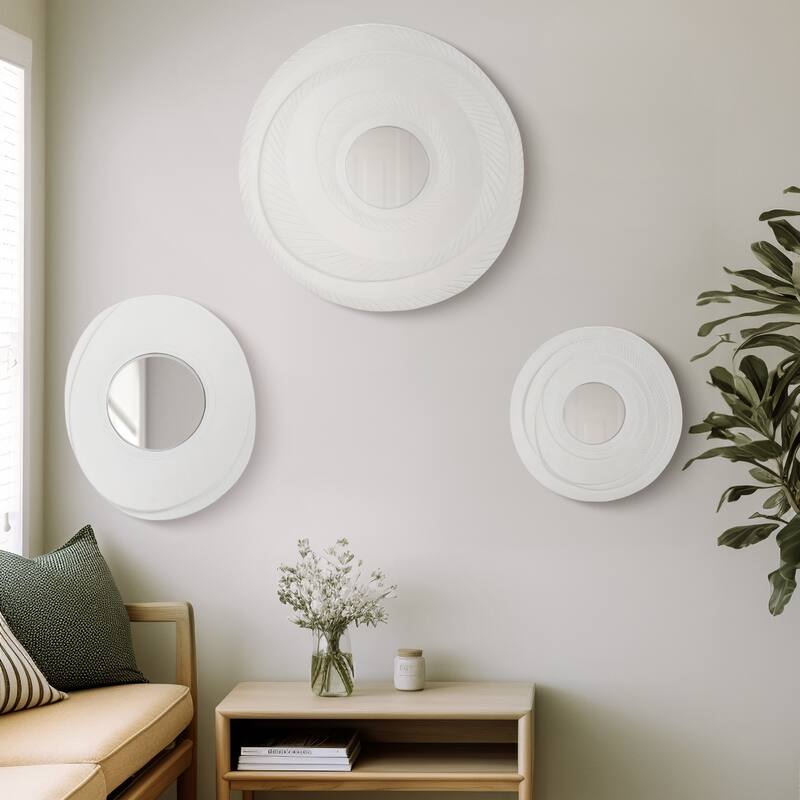 Resin Convex Round Mirror Set of 3 - Gray, 15", 17" - 25.0"