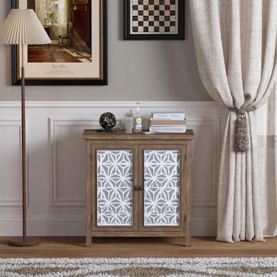 Rustic Natural Aged Brown Solid Wood Transitional Storage Cabinet - 31.89" Wide Vintage-Style Organizer
