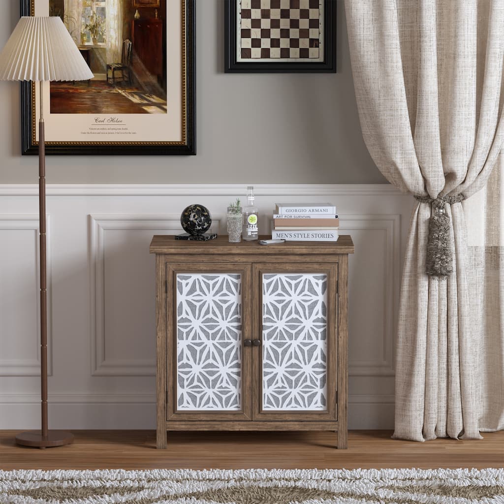 Rustic Natural Aged Brown Solid Wood Transitional Storage Cabinet - 31.89" Wide Vintage-Style Organizer