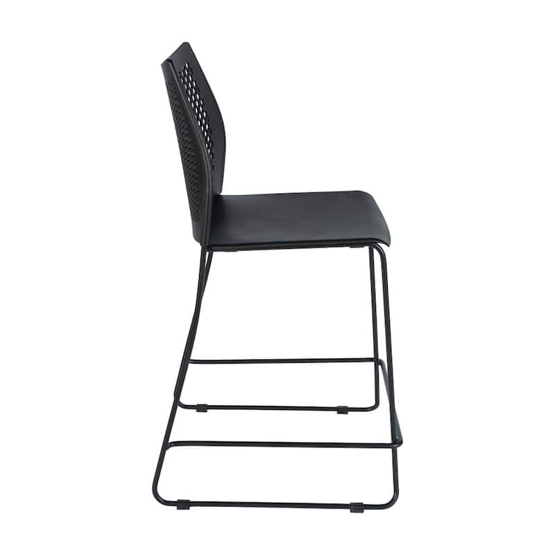 3 Pack Stackable Sled Base Counterstool with Vented Back and Integrated Footrest - 19.75"W x 22"D x 37.5"H