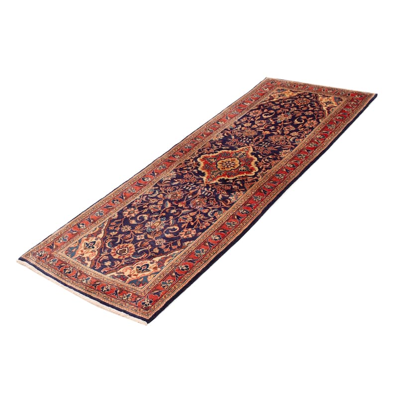 Andelz Navy, Red Rug 4'5" x 11'7" - 3'5 x 10'0