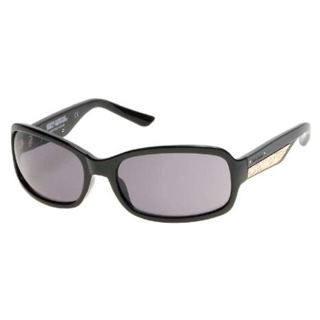 Harley Davidson Women S Metal Plaque Sunglasses Shiny Black Frame Smoke Lens 61 18 125