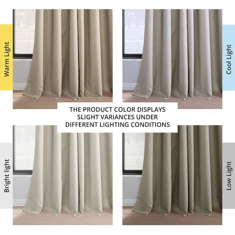 Exclusive Fabrics Solid Performance Linen French Pleated Thermal Blackout Curtains for Bedroom & Living Room Curtains (1 Panel)