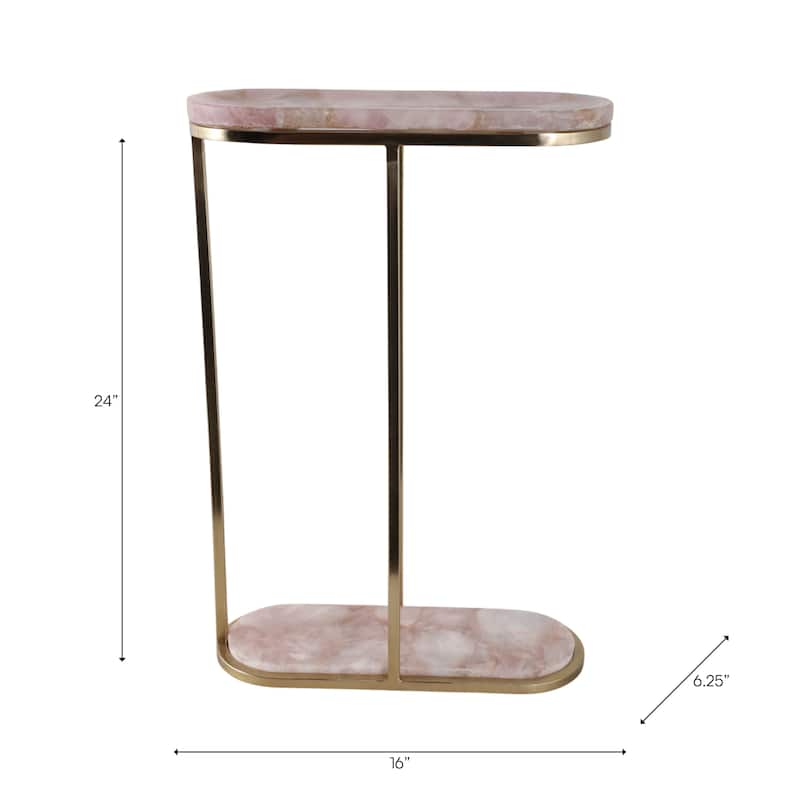 Quartz Side Table Elegant Narrow for Home Decor Accent - 24" Pink - 24.0"