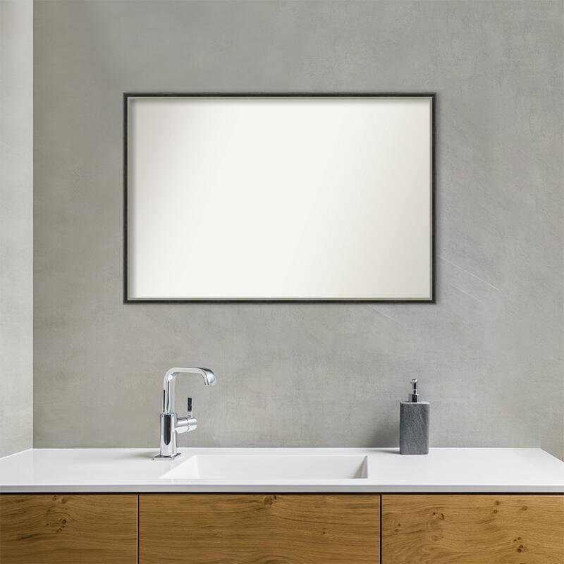 Theo Narrow Non-Beveled Wood Framed Bathroom Vanity Wall Mirror