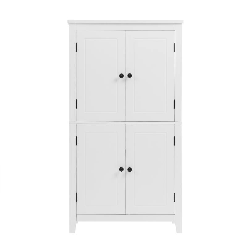 Roomfitters Elegant Bathroom Floor Storage Cabinet with 4 Doors, Adjustable and Adaptable Shelves, Freestanding Unit