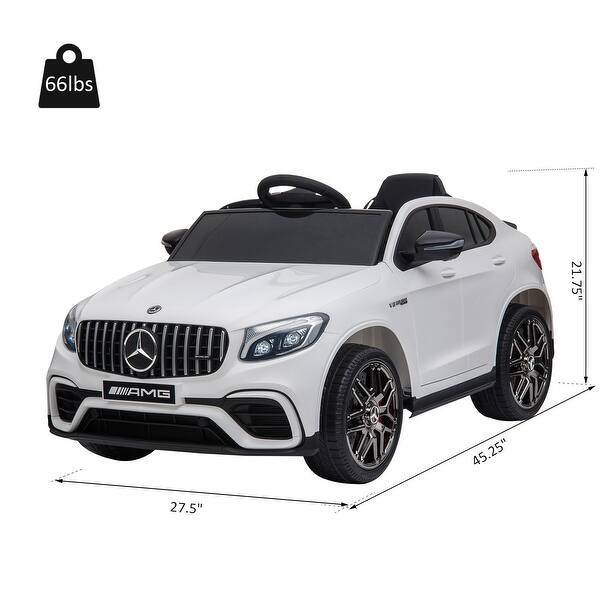 dimension image slide 1 of 2, 12V Mercedes-Benz AMG GLC63S Coupe Kids Ride-On Car with Remote Control, MP3 Player, Lights, Horn, 2 Speeds, for Ages 3-6
