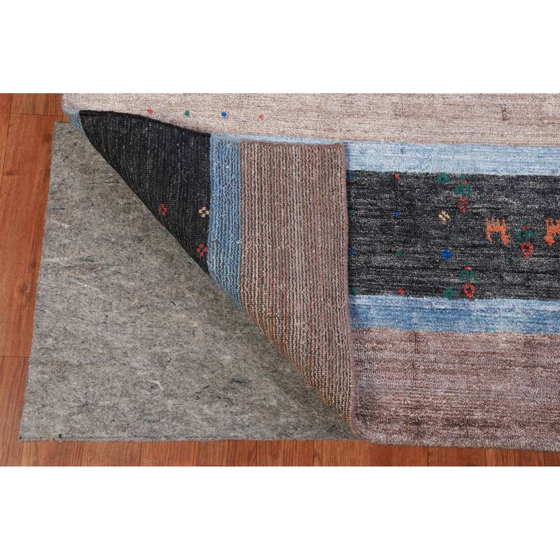 Gabbeh Indian Area Rug Handmade Brown Wool Carpet - 6'8" x 9'7"