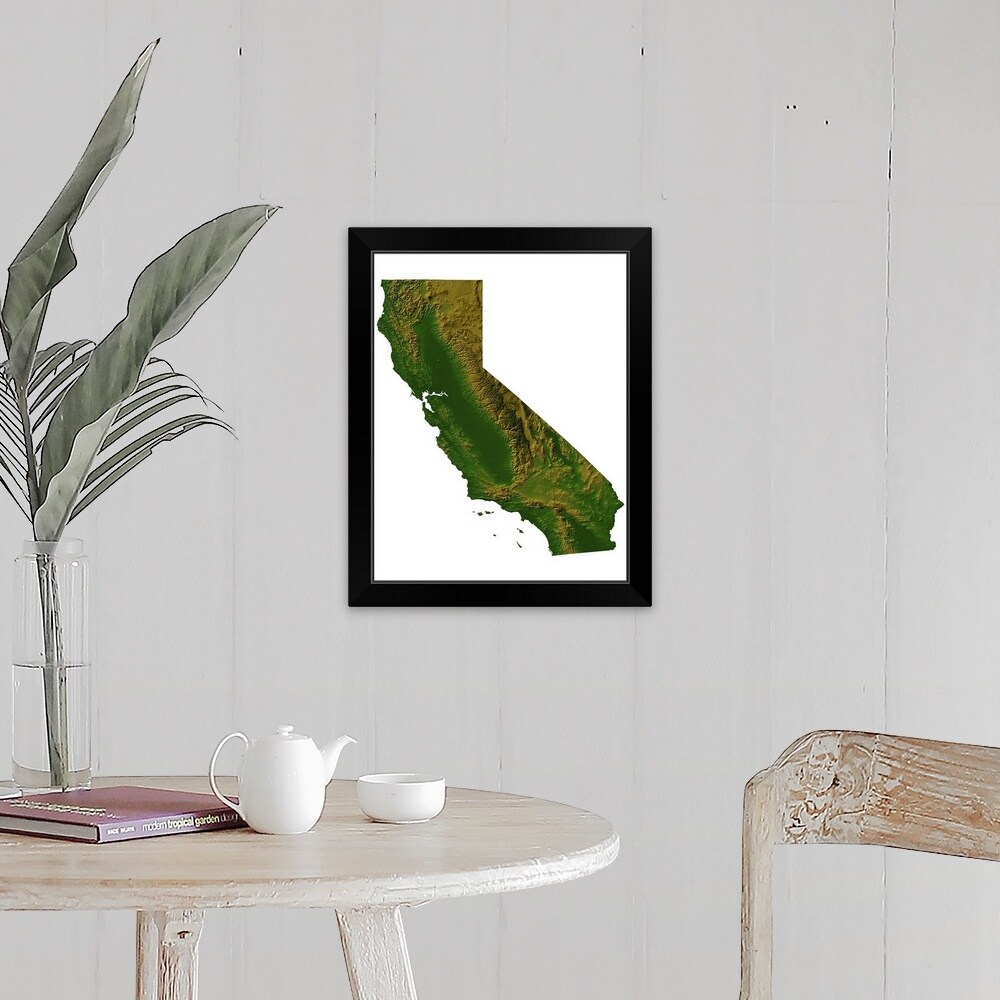 Topographic Map Of California Black Framed Print Overstock 30197698