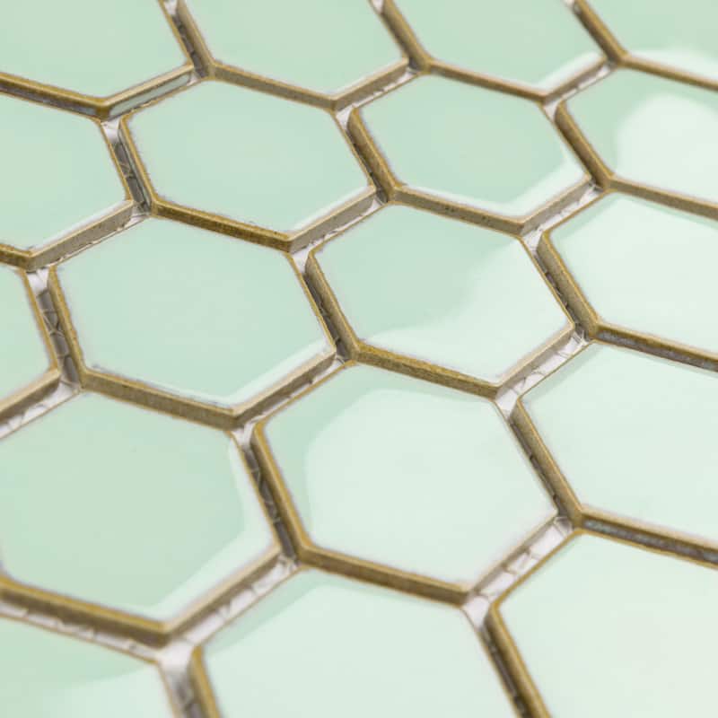Merola Tile Hudson Due 2" Hex Light Green 10-7/8" x 12-5/8" Porcelain Mosaic Floor and Wall Tile