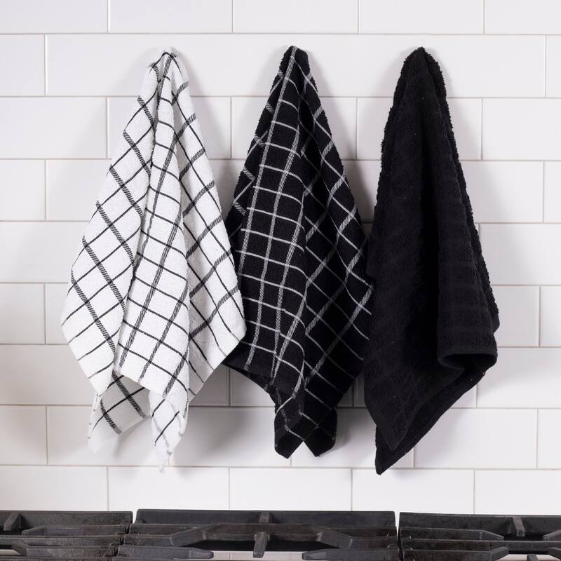 RITZ Cotton Terry Check Kitchen Towels (Set of 3)