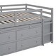 preview thumbnail 71 of 144, Twin/Full Size Low Loft Bed with Retractable Writing Desk and 4 Drawers, Wooden Loft Bedframe w/ Lateral Portable Desk & Shelves