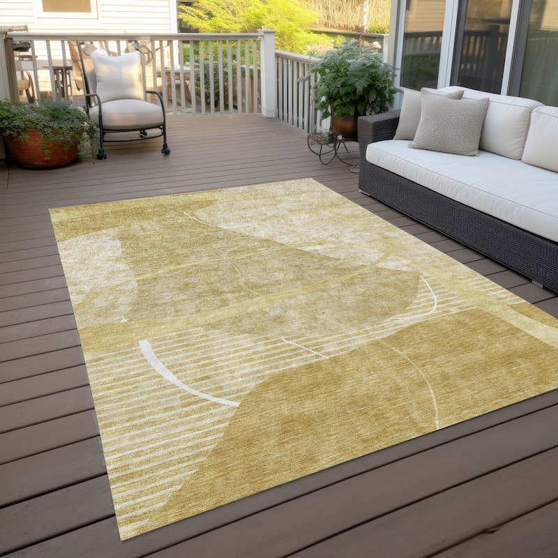 Machine Washable Indoor/ Outdoor Chantille Abstract Modern Rug
