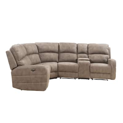 Brette Mocha Power Reclining Sectional Sofa with USB