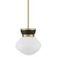 preview thumbnail 1 of 5, Lark 83607 Lucy 10" Wide Mini Pendant with Cased Opal Glass Lacquered Brass / Black