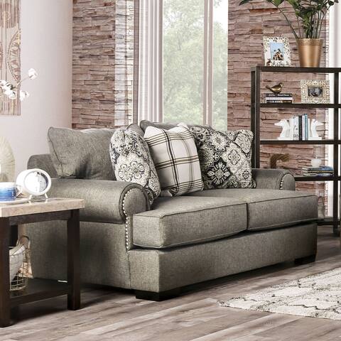 Furniture of America Starkey Traditional Nailhead Trim Loveseat