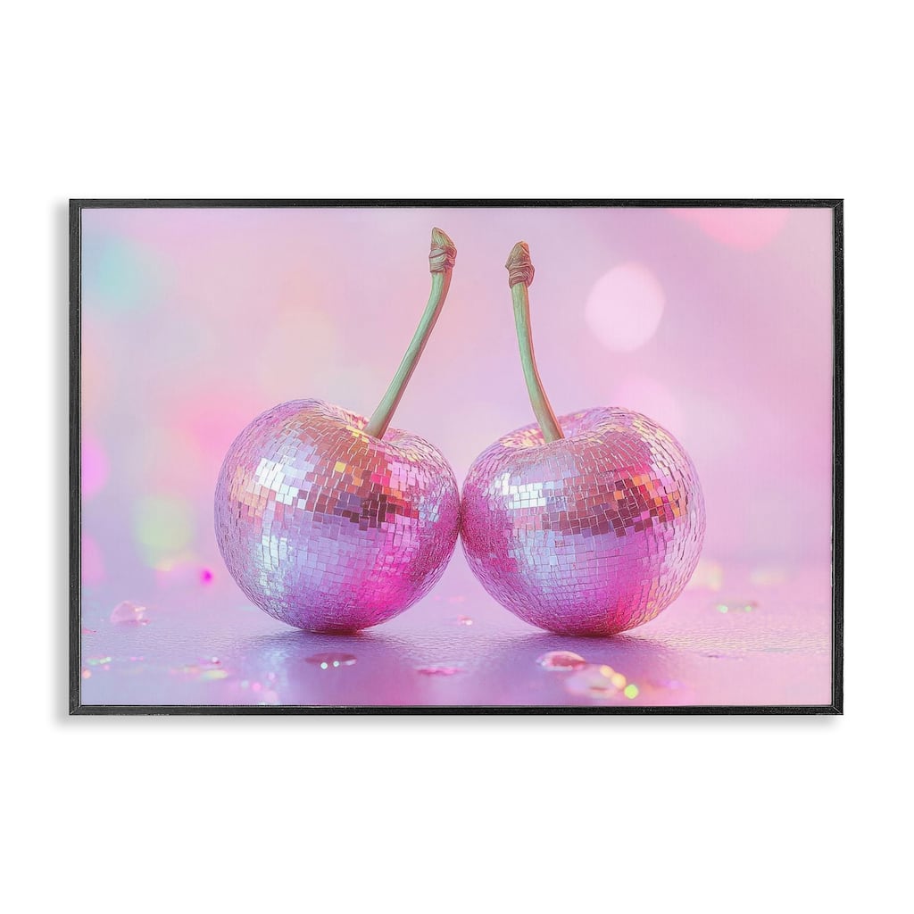 Stupell Pastel Shine Disco Cherries Framed Giclee Art Design By LSR Creative Studio