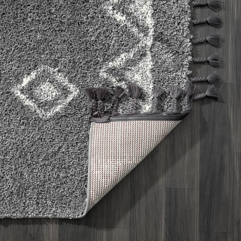 Abani Willow WIL220A Contemporary Grey and Ivory Tribal Shag Area Rug