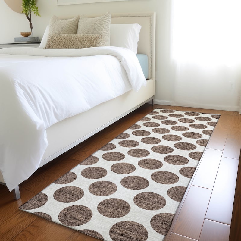 Premium Washable Super Soft Geo Dots Mayfield Rug - Brown - 2'3" x 7'6"