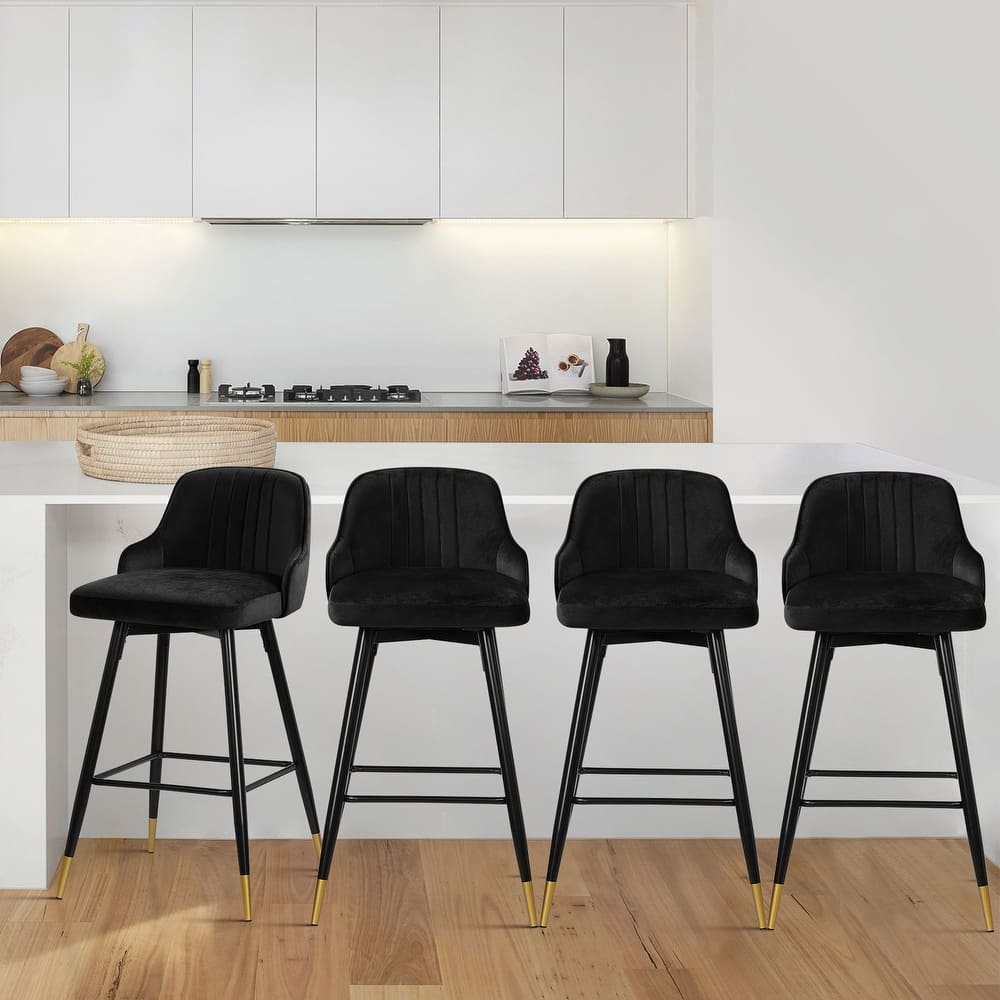 Modern Velvet Upholstered Swivel Counter/ Bar Stools Set of 2/4