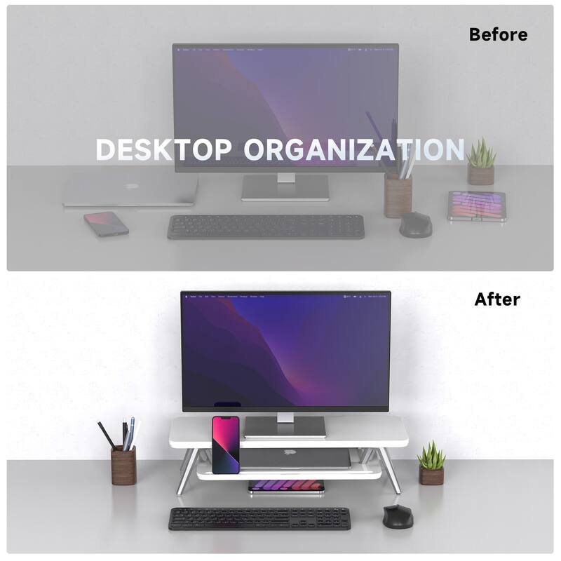 Fenge Monitor Stand, 23.6 Inch 2 Tiers Monitor Stands Riser