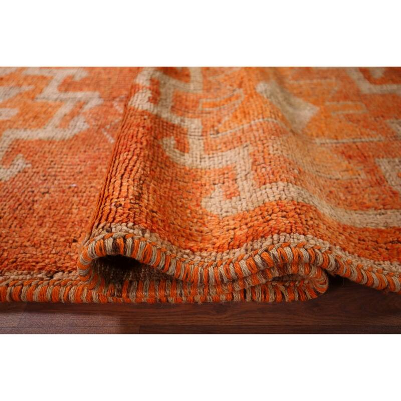 Transitional Oushak Vintage Runner Rug Handmade Wool Carpet - 3'6"x 9'9"