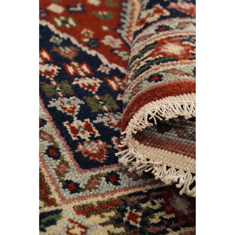 Hand Knotted Oriental 100% Wool Carpet Traditional Geometric Oranges & Rust Heriz (serapi) Area Rug - 5' 4'' X 2' 11''