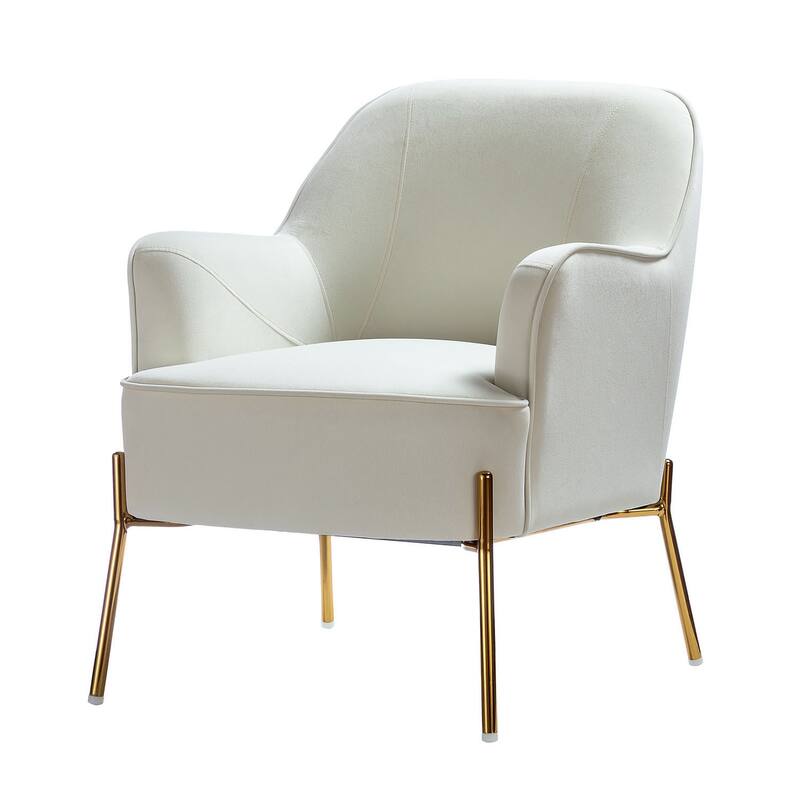 Barbara Modern Velvet Accent Chair for Bedroom with Metal Legs by HULALA HOME