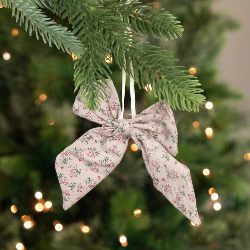 5.5" Pink Floral Single Loop Christmas Bow Decoration