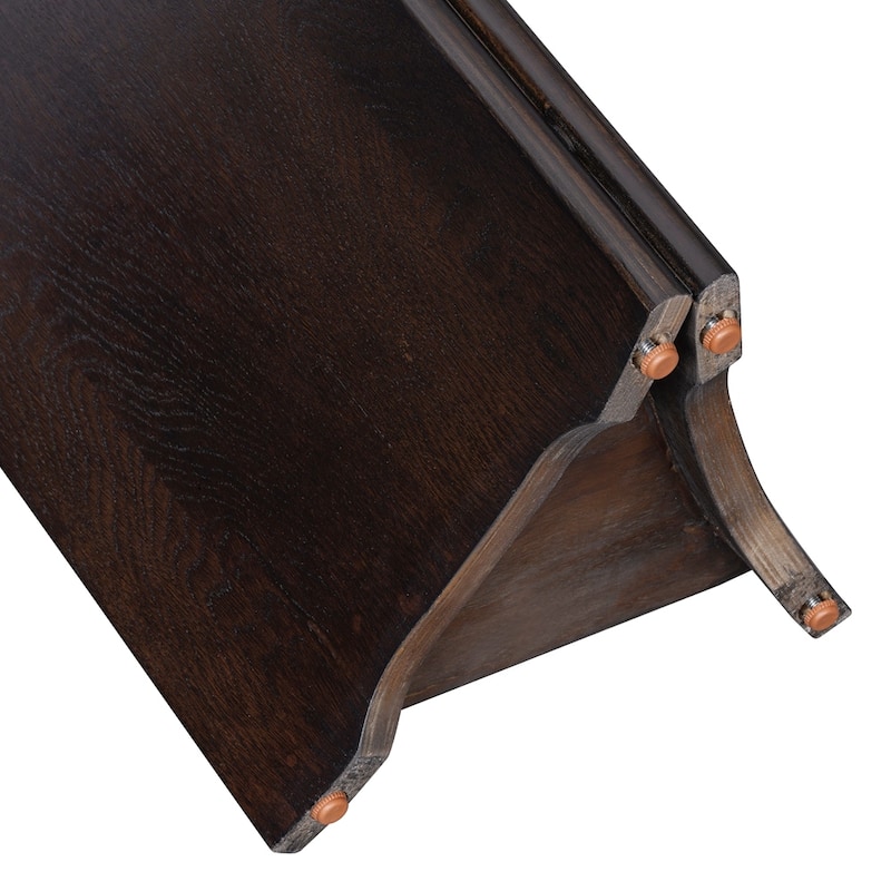Rustic Sofa Table Narrow Console Table with Oval Faux Marble Top