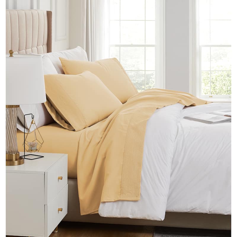 Vilano 21-inch Extra Deep Pocket 4-Piece Bed Sheet Set with Pleated Hem - Twin XL - Gold